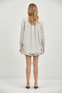 a.ren - Loire Striped Top | Dusty Blue
