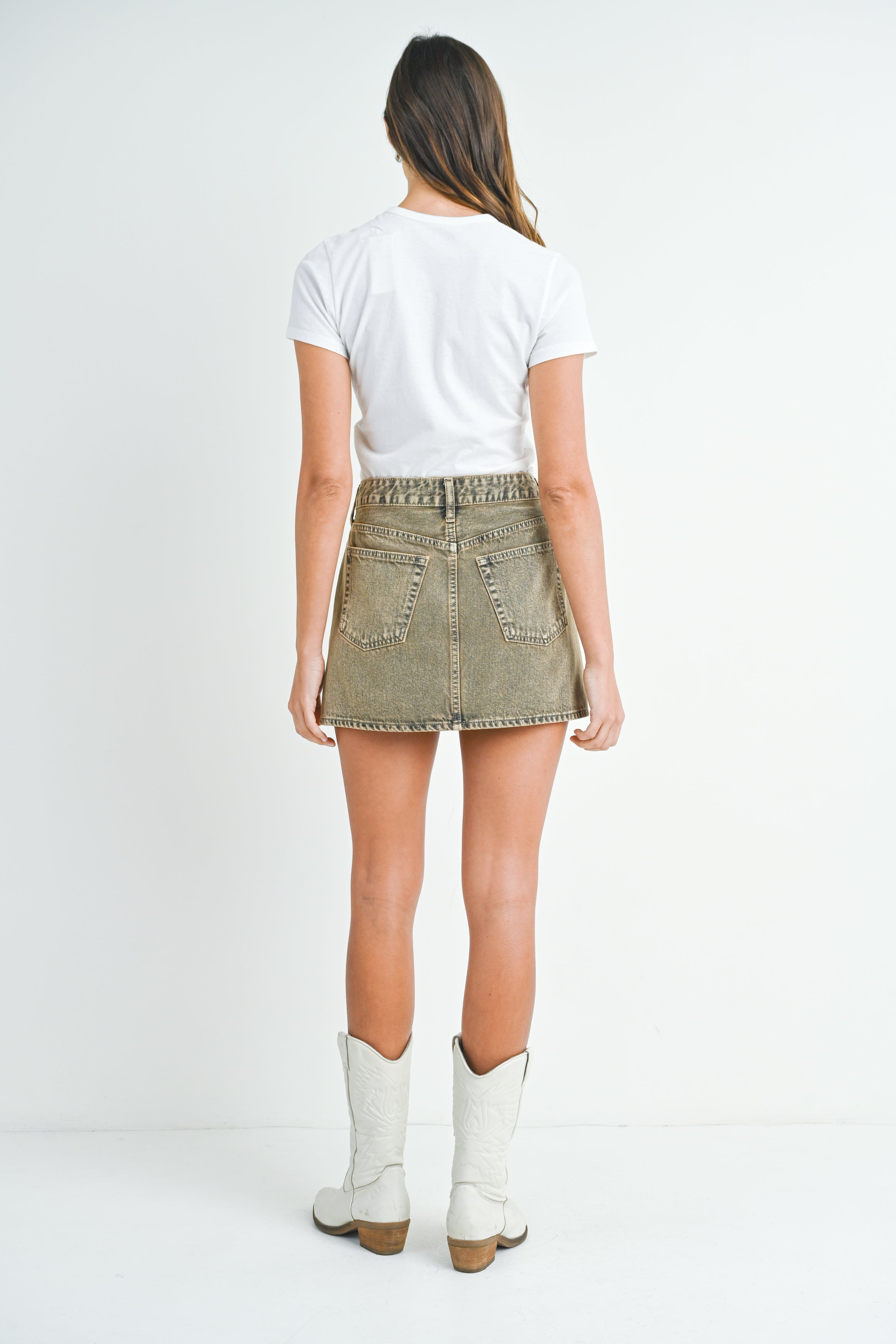 Just Black Denim - Clean Hem Skirt | Vintage Khaki