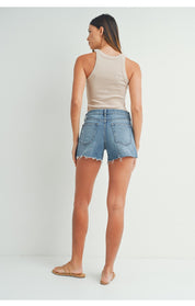 Just Black Denim - Slight Distressed Short | Medium Denim