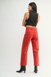 Just Black Denim - High Rise Utility Wide Leg | Cranberry