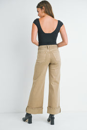 Just Black Denim - Cuffed Palazzo | Dark Khaki