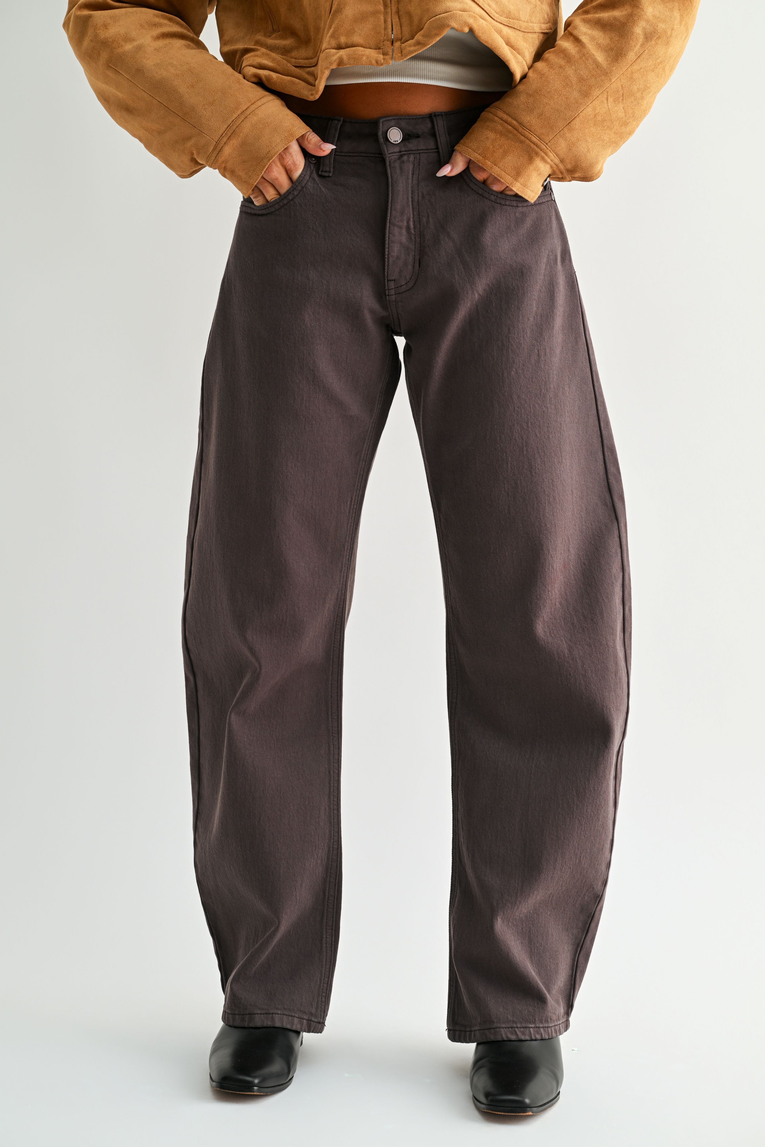 Just Black Denim - 5 Pocket Barrel Jean | Chocolate