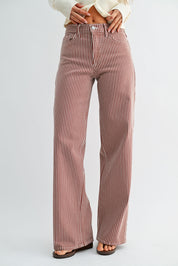 Just Black Denim - Relaxed Wide Leg | Spice Brown Stripe