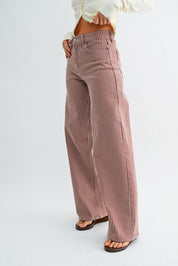 Just Black Denim - Relaxed Wide Leg | Spice Brown Stripe