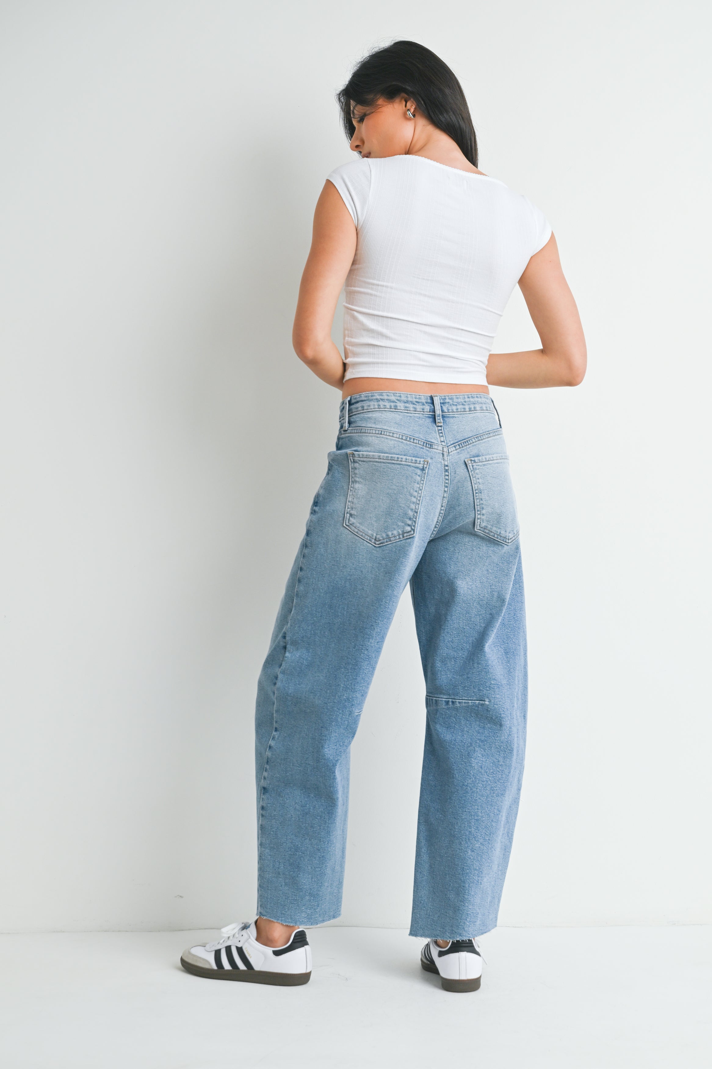 Just Black Denim - Seamed Barrel Jean | Light Denim