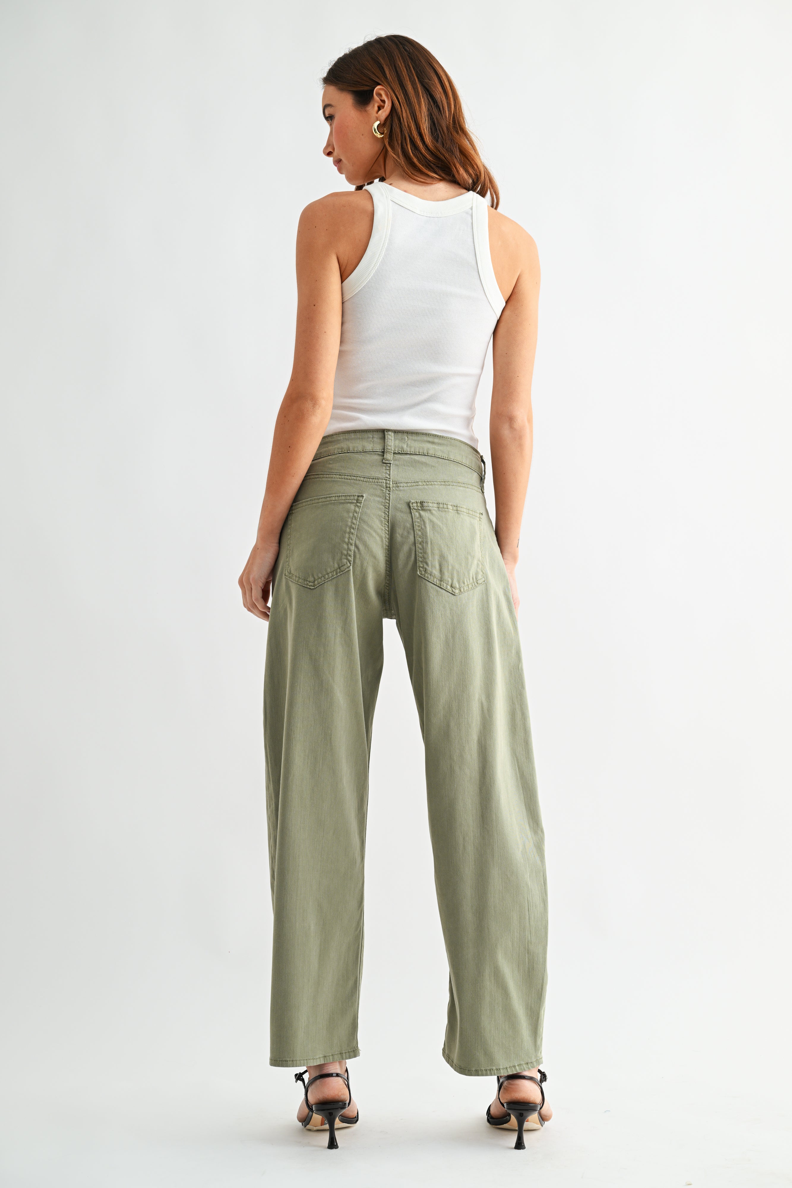 Just Black Denim - Stretch Twill Comfort Barrel Pant | Soft Olive