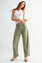 Just Black Denim - Stretch Twill Comfort Barrel Pant | Soft Olive