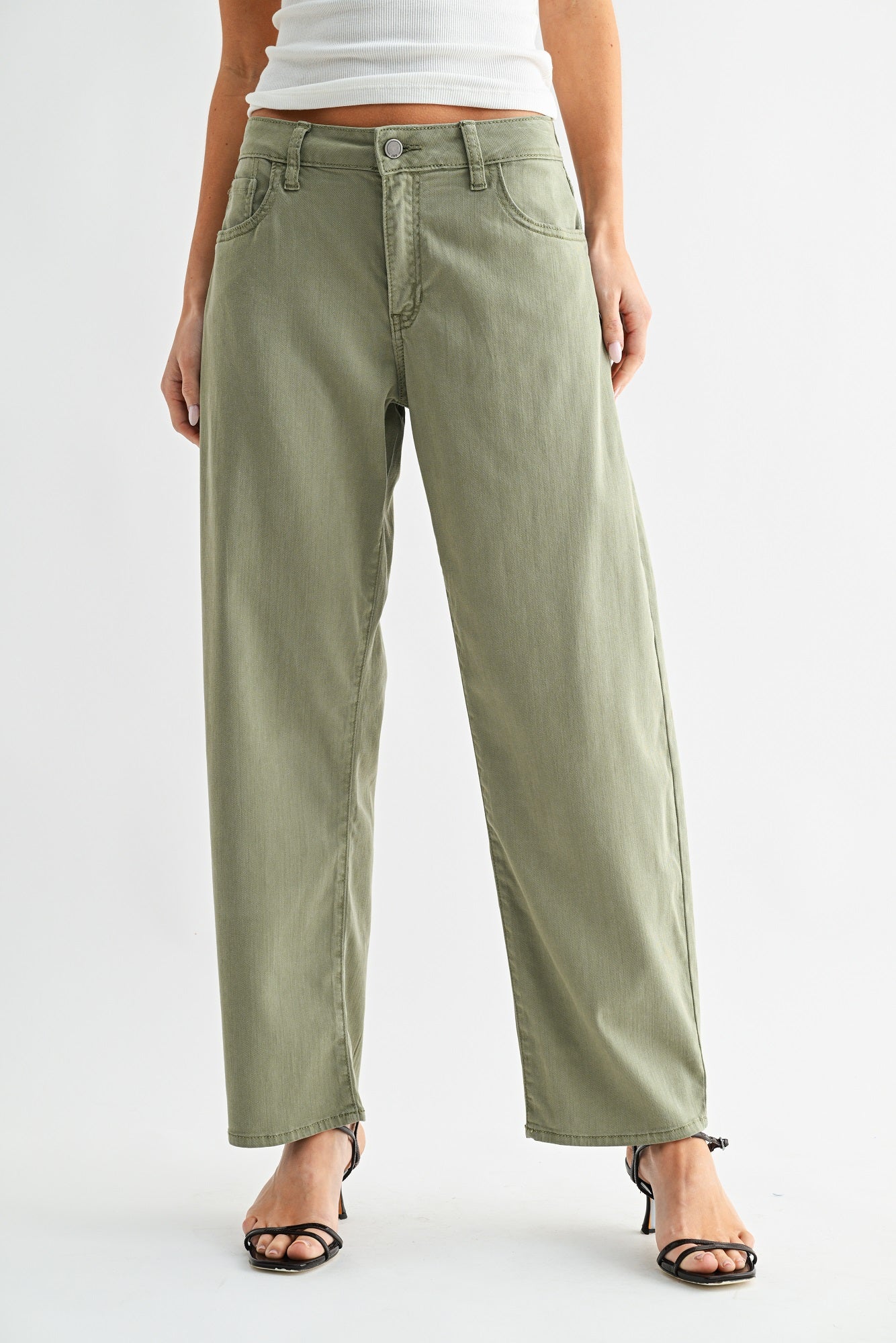 Just Black Denim - Stretch Twill Comfort Barrel Pant | Soft Olive