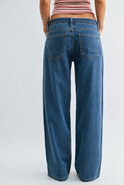 Just Black Denim - Lightweight Linen Drawstring Wide Leg | Medium Denim