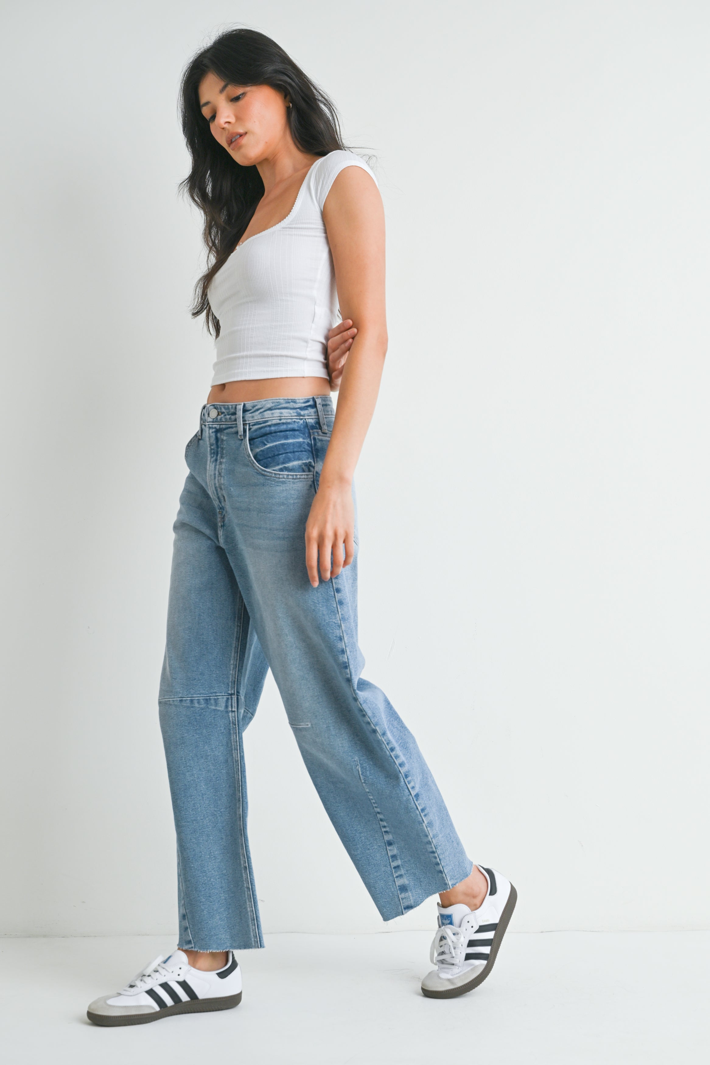 Just Black Denim - Barrel Jean with Seams | Light Denim