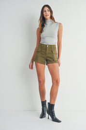 Just Black Denim - Cargo Stretch Short | Olive