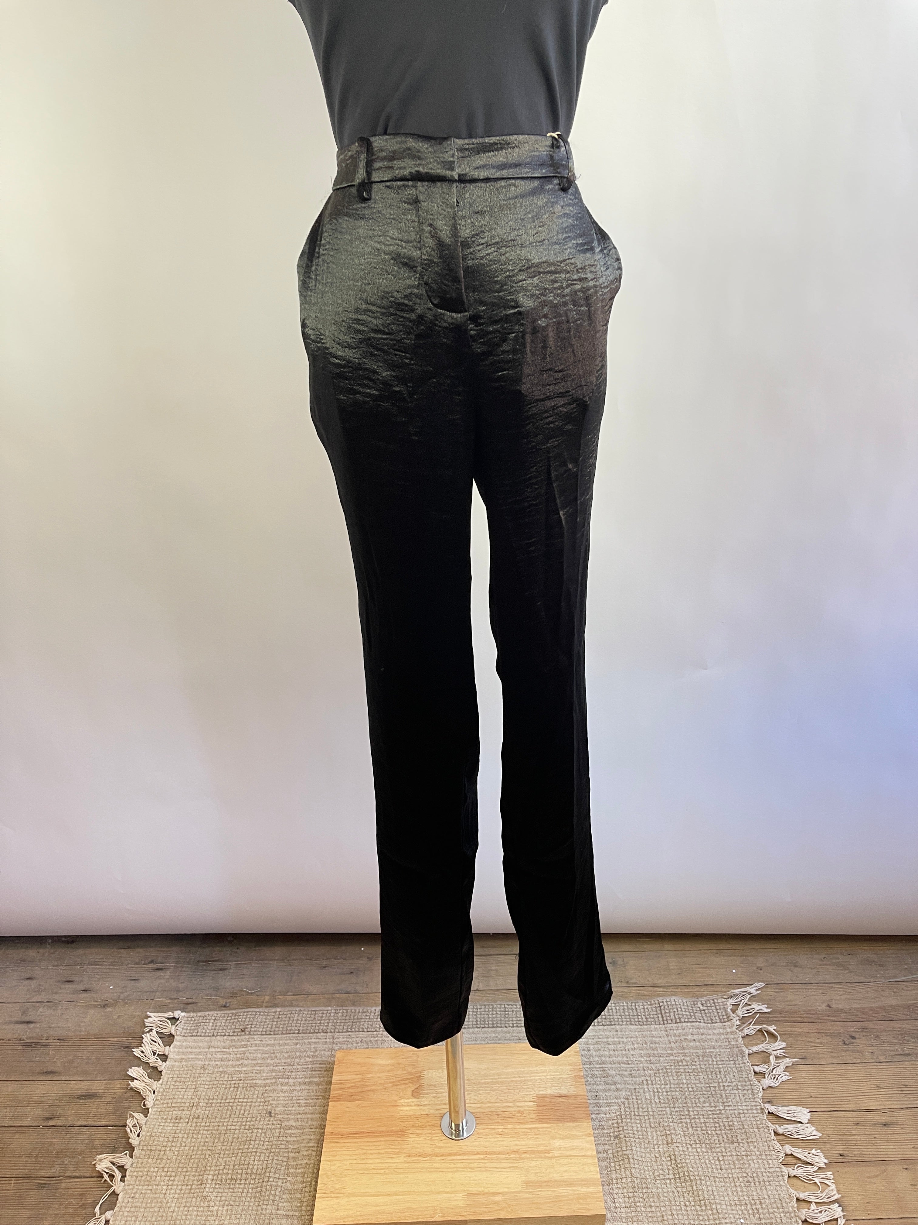 Ba&sh Black Satin Trousers (L/10)
