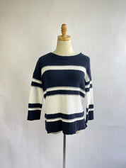 Kinross Navy & White Cotton Sweater (XS/S)