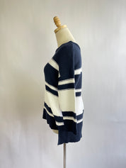 Kinross Navy & White Cotton Sweater (XS/S)
