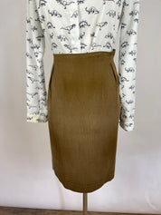 Vintage Brown Silk Skirt (M/L)