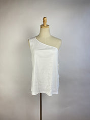Anthropologie White Ribbed One Shoulder Tank (3X)