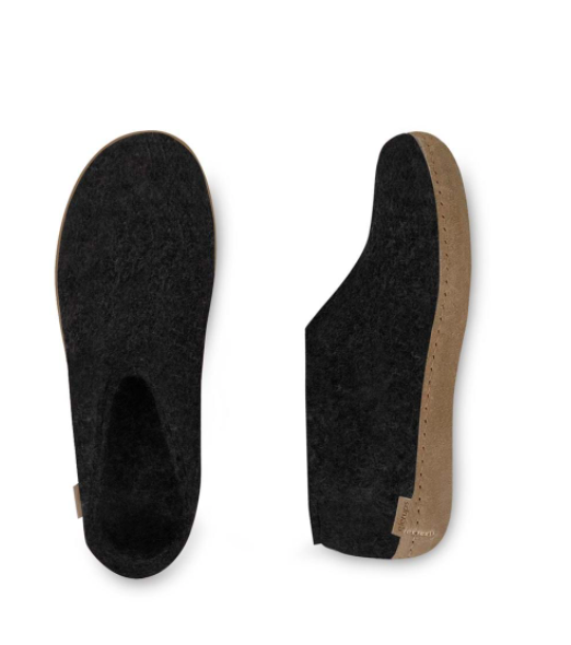 Glerups - Wool Slide with Leather Sole | Charcoal