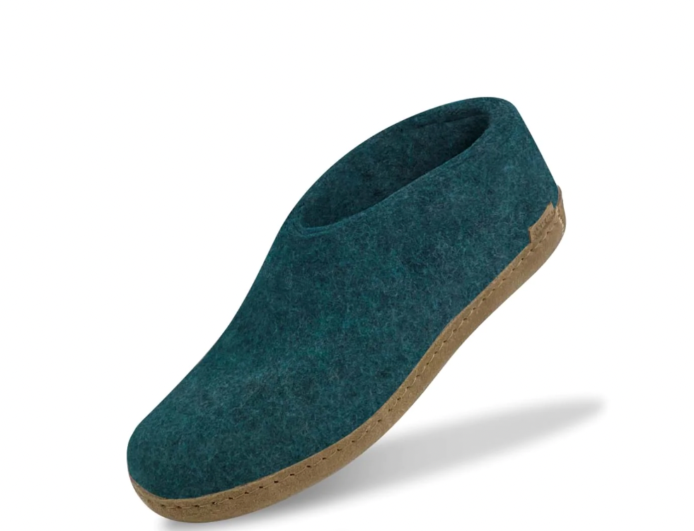 Glerups - Wool Slide with Leather Sole | Petrol