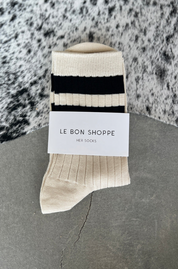 Le Bon Shoppe - Her Varsity Socks | Cream Black