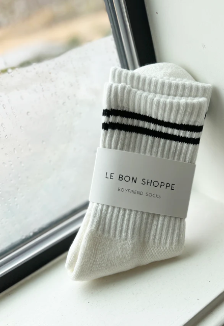 Le Bon Shoppe - Boyfriend Socks | Classic White (Extended Sizing)